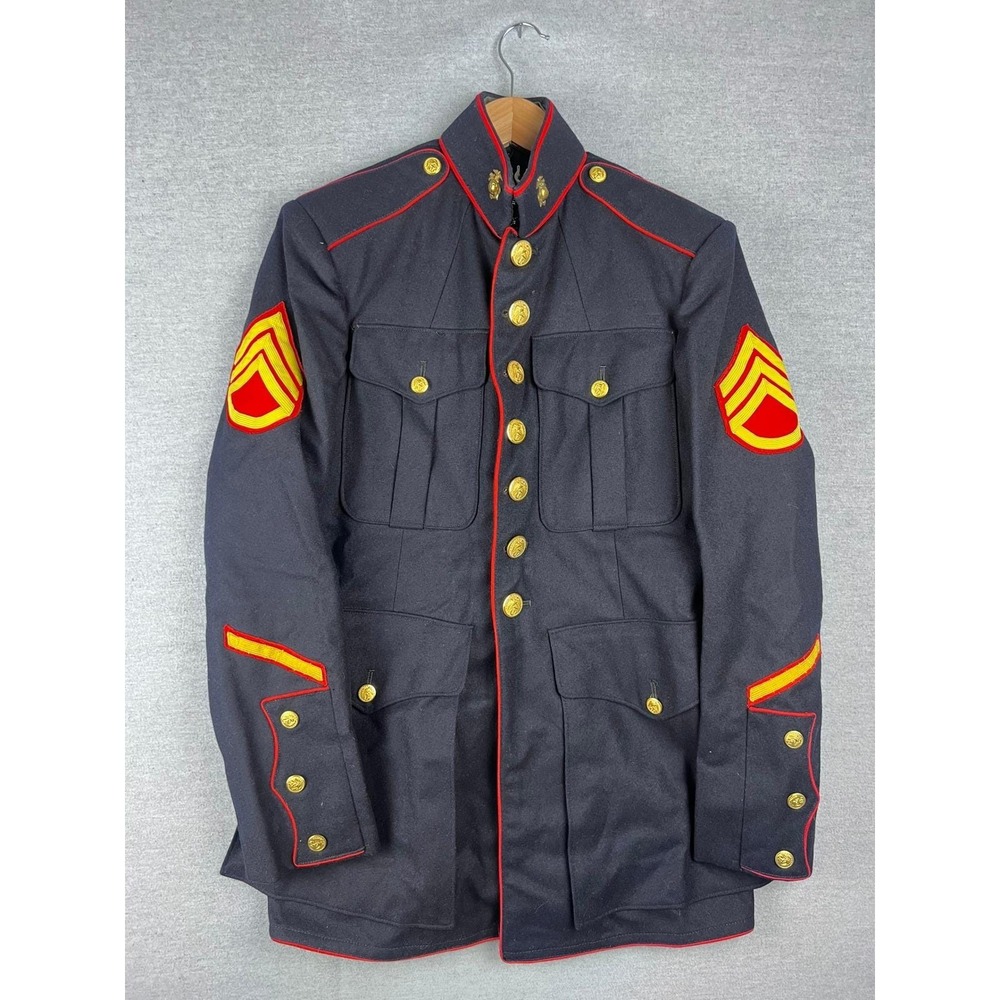 USMC‎ Marine Corps Dress Blue Uniform Set Tunic Trousers Sergeant Insignia Tan